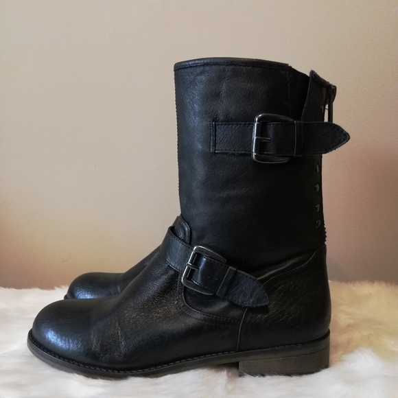 Steve Madden Temmpt Leather Moto Combat Boots - Picture 5 of 12